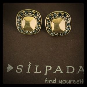 Silpada brass & Swarovski crystal stud earrings